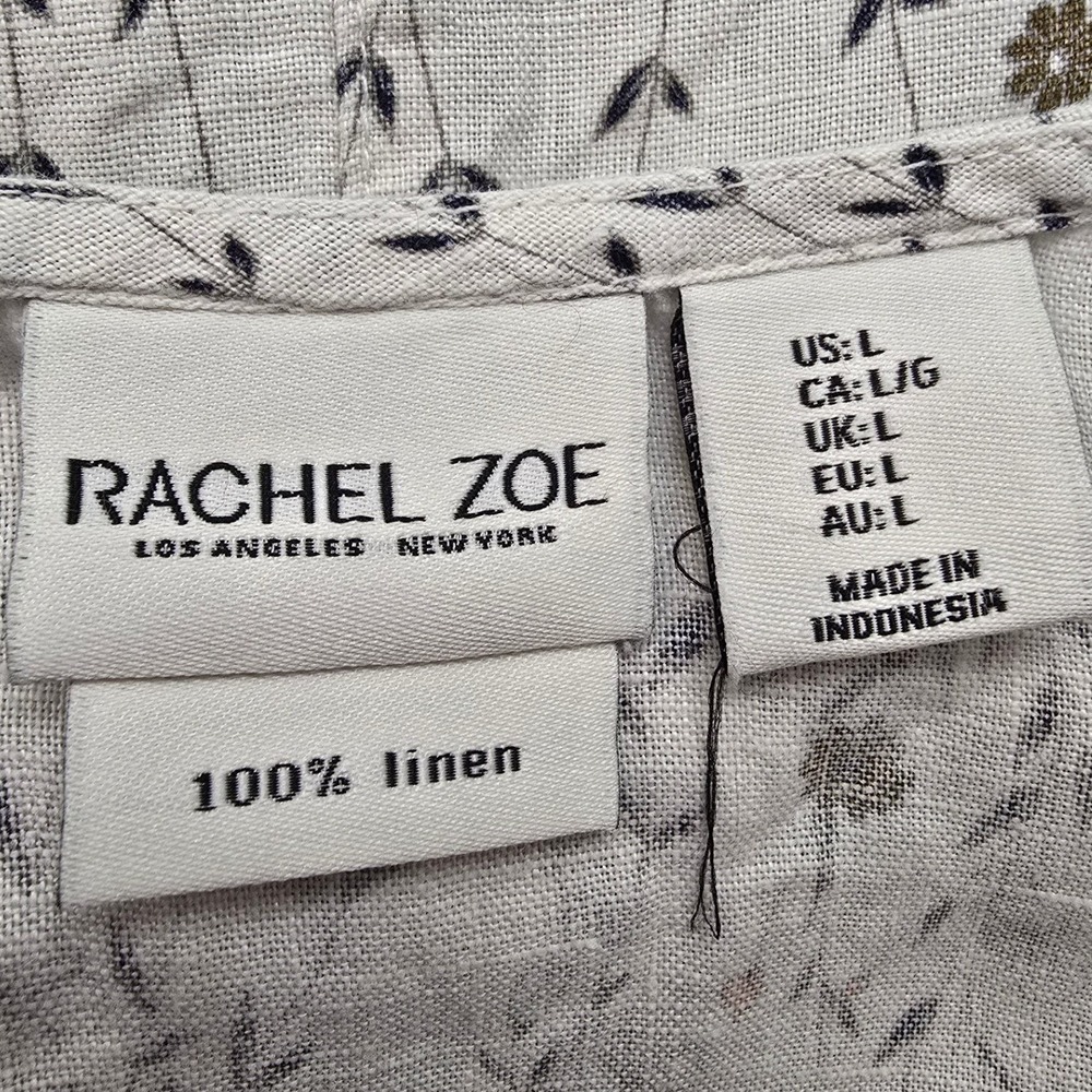 Rachel Zoe Linen Swing Dress L Cottagecore Coastal Grandmother Boho Lagenlook - Picture 3 of 9